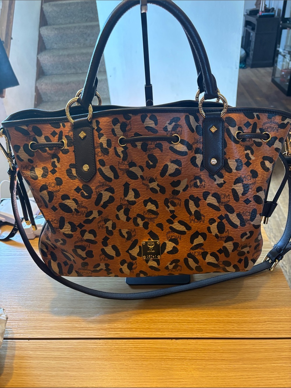 MCM limited Leopard Print Tote Bag in Brown and Black like new condition - Picture 13 of 14